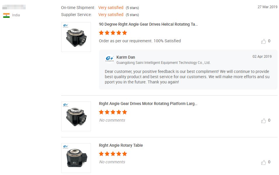 Five Star Comment for Servo Rotary Table